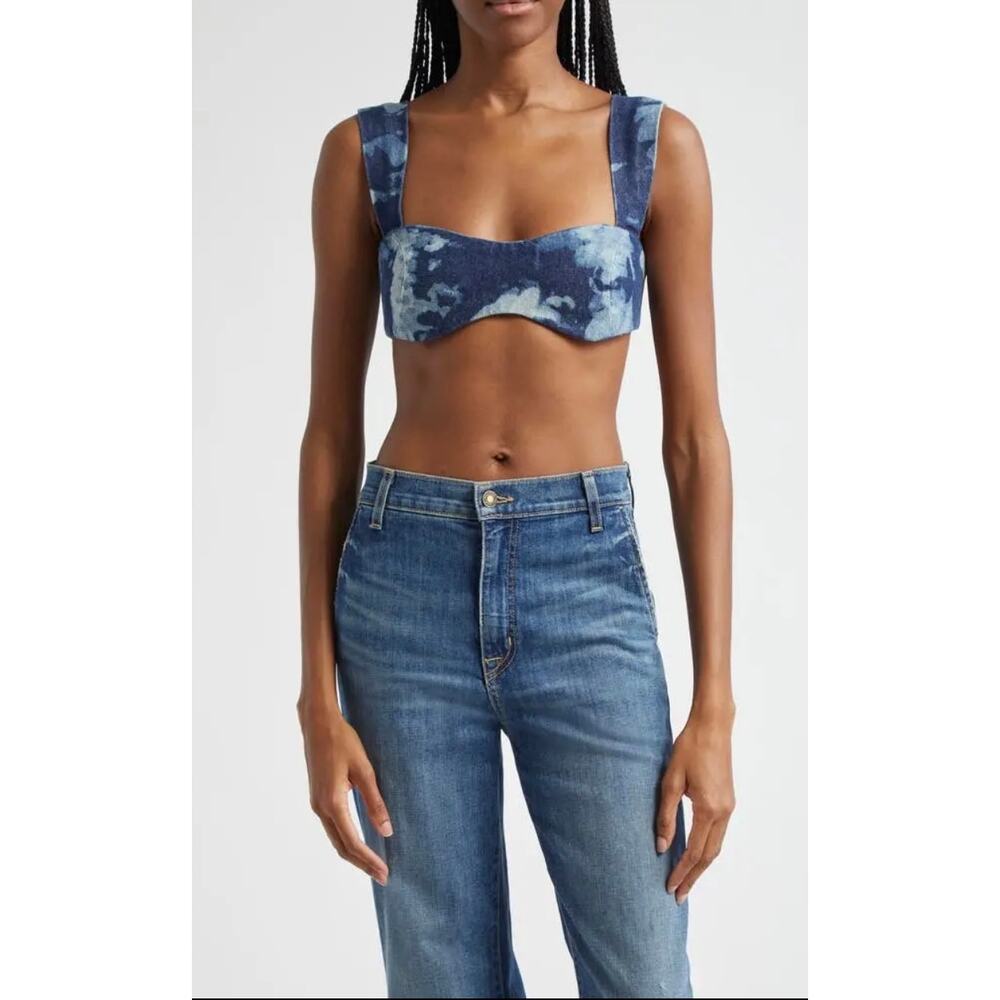 ORIRE Bubi Denim Bustier Crop Top Night Out Rave Club Festival In Size 6 NWOT - Picture 2 of 6